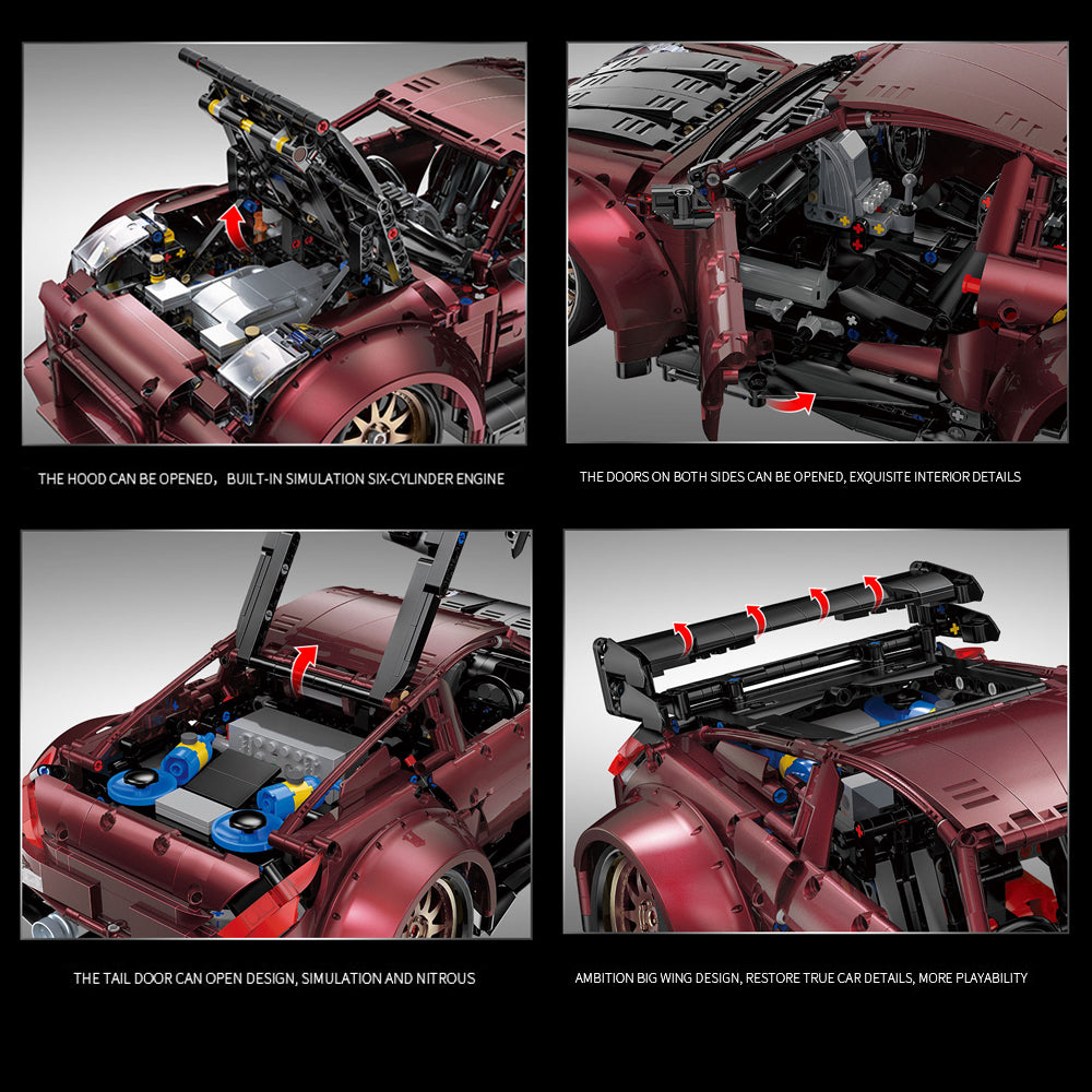 Technik Auto Porscho 911 Turbo, YC-23005 Technik Sportwagen Ferngesteuert, Technik Supercar Motorisierte Modell Custom Bausteine Kompatibel mit Lego Technik