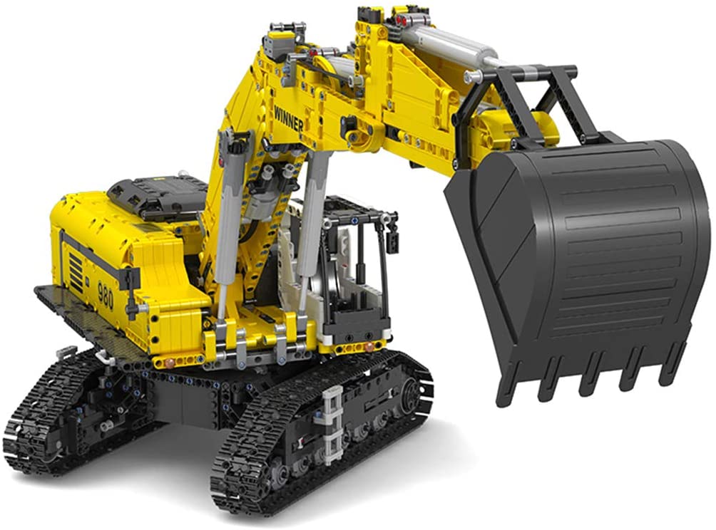 Technik Ferngesteuert Bagger, Technik Groß Motorisierter Raupenbagger mit Motors, Klemmbausteine Bauset Kompatibel mit Lego Technik Bagger
