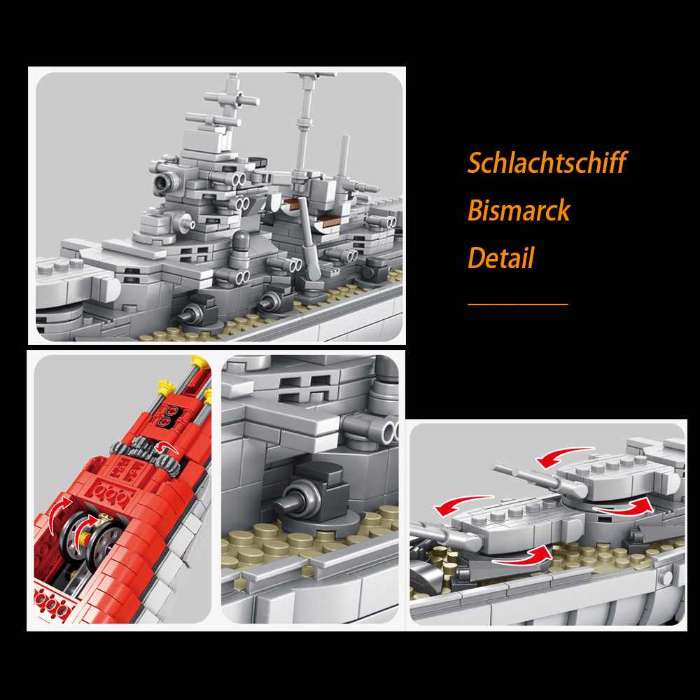 Technik Bismarck Schlachtschiff Technik Flugzeugträger Modell, 1602 Teile Technik Bismarck Schlachtschiff Custom Bausteine Kompatibel mit Lego Technik