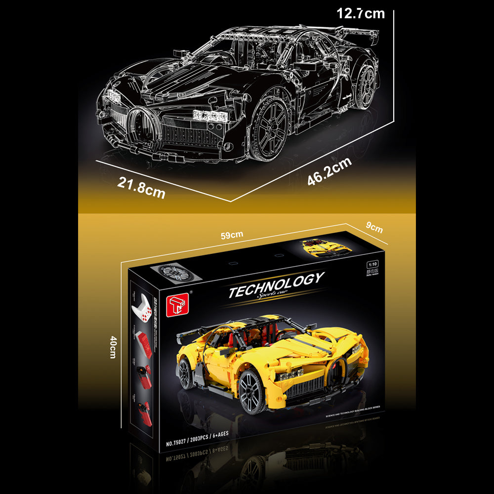Technik Auto für Bugatti, Technik Ferngesteuert Auto Technik Rennwagen mit Motoren Bauset Kompatibel mit Lego Technik (2003 Teile)