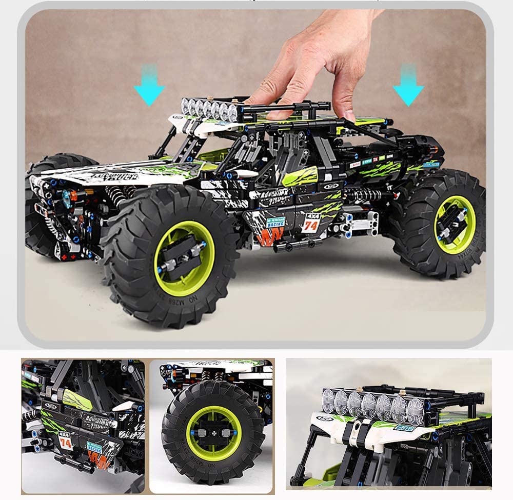 Technik 4x4 X-Treme Buggy, 1890 Teile Technik Geländefahrzeug Technic Ferngesteuert Auto mit 5 Motor und Fernbedienung Bauset Kompatibel mit Lego Technik