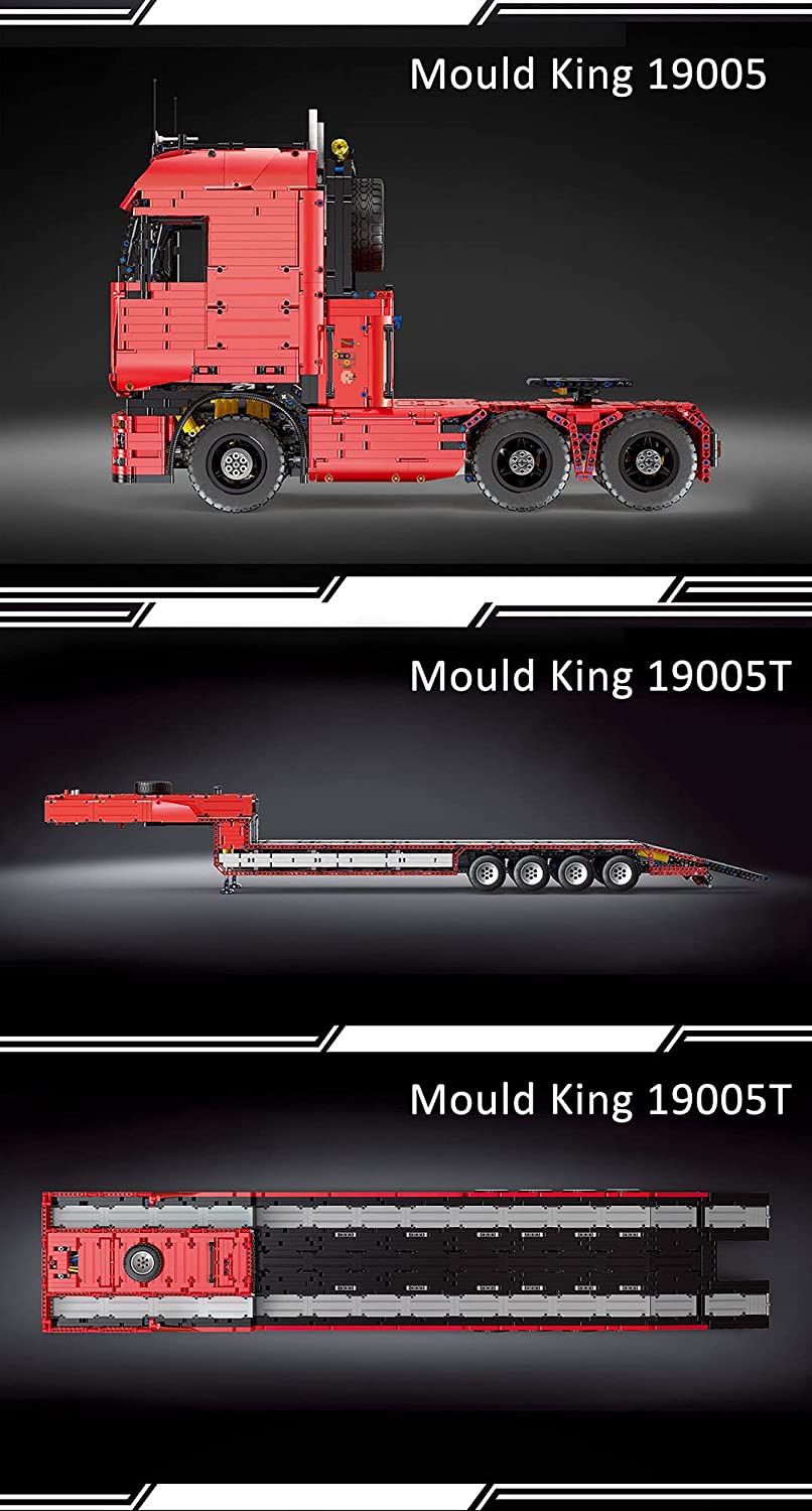 Technik LKW mit Anhänger, 8193 Teile, MK 19015 Technic Große Anhänger Modell, mit Fernbedienung und 9 Motoren, Kompatibel mit Lego