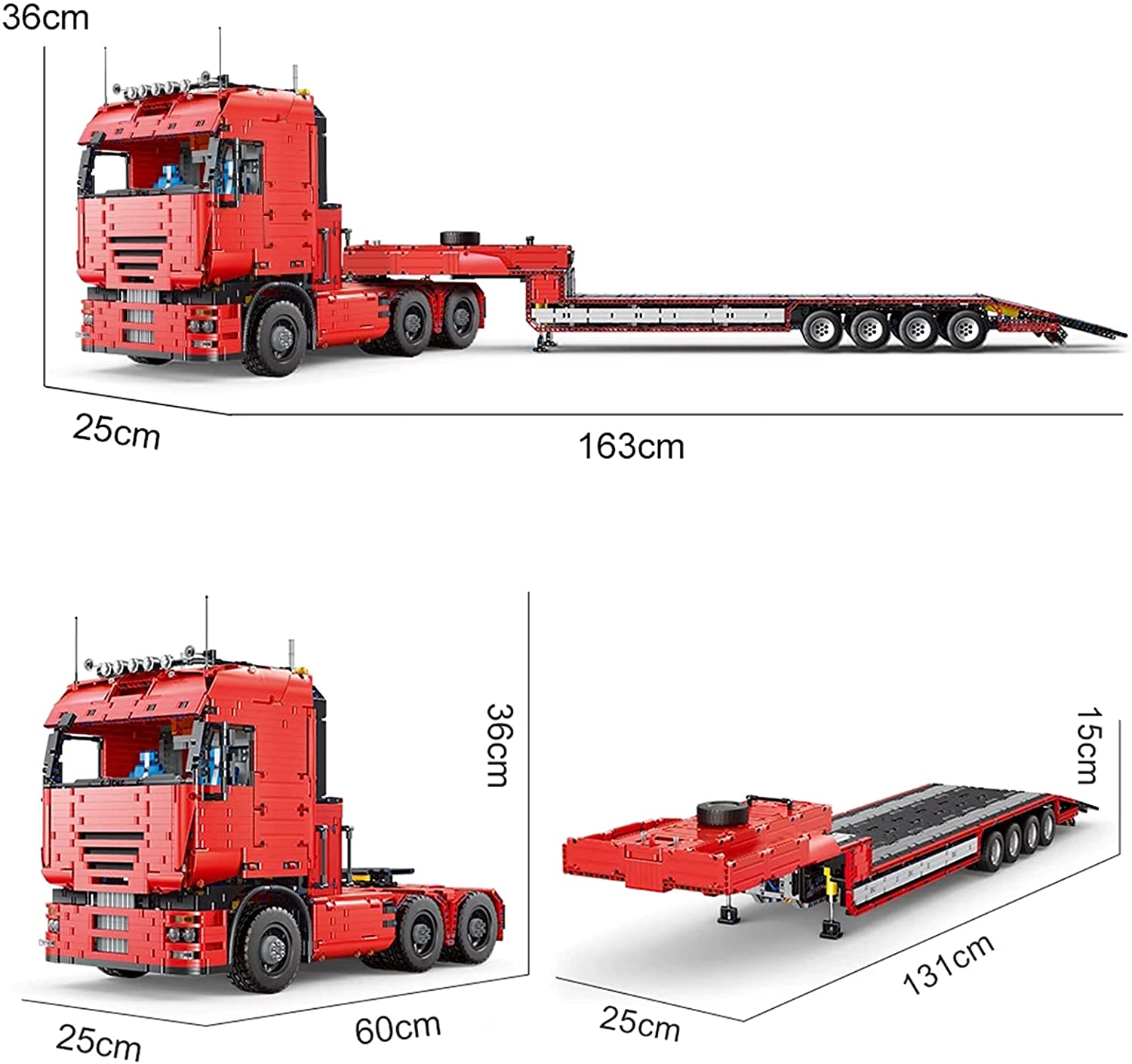 Technik LKW mit Anhänger, 8193 Teile, MK 19015 Technic Große Anhänger Modell, mit Fernbedienung und 9 Motoren, Kompatibel mit Lego