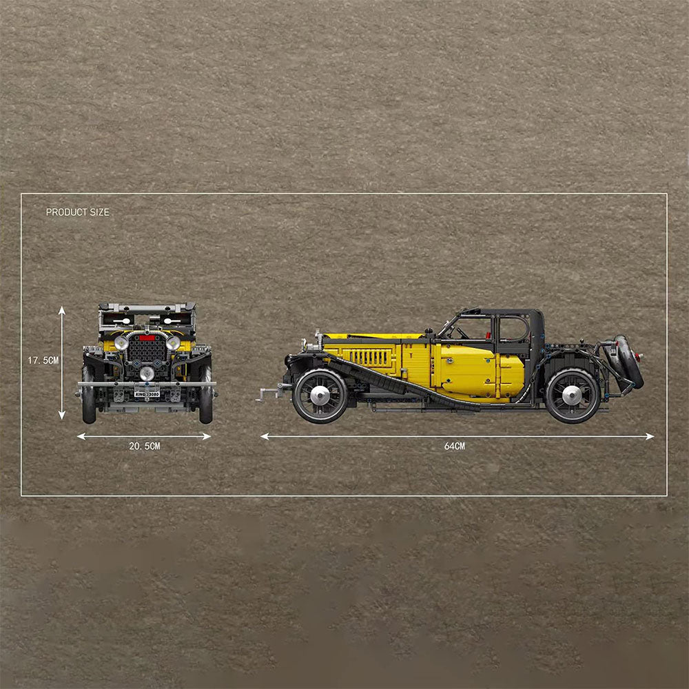 Technik Bugatti T50 Oldtimer, 3564 Teile Technik Ferngesteuert Auto mit 3 Motor, Technik Oldtimer Retro-Auto Bauset Kompatibel mit Lego Technik