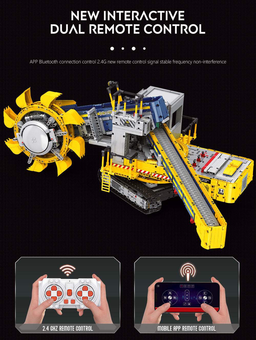Technik Bagger Ferngesteuert 22017, Technik Bagger Mit Schaufelrad ferngesteuert Bagger Modell, 3188 Teile Technik Bagger Modell Kompatibel mit Lego Technik Bagger