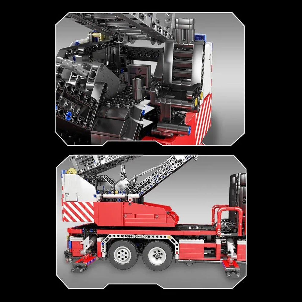 Technik LKW Feuerwehrauto mit Kranarm, 4886 Teile Technik Ferngesteuert Feuerwehr LKW mit 8 Motoren Custom Bausteine Kompatibel mit Lego Technik