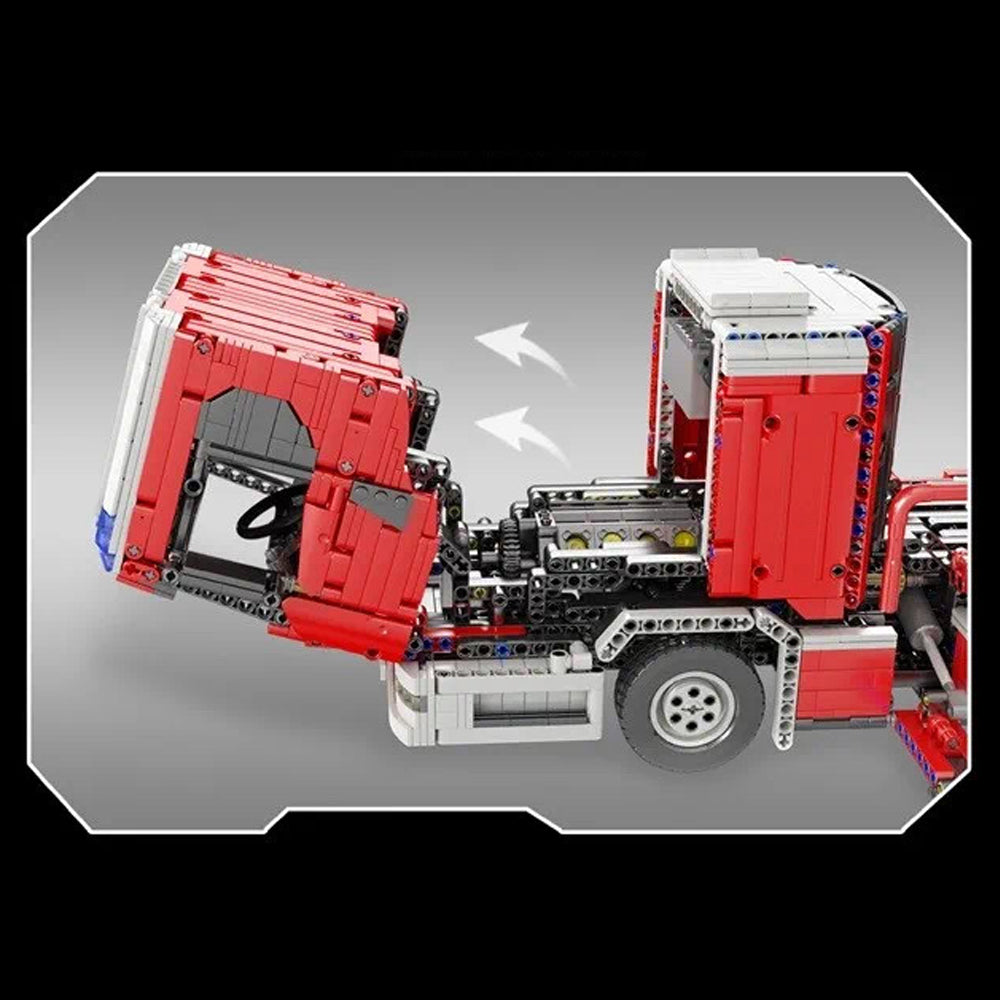 Technik LKW Feuerwehrauto mit Kranarm, 4886 Teile Technik Ferngesteuert Feuerwehr LKW mit 8 Motoren Custom Bausteine Kompatibel mit Lego Technik