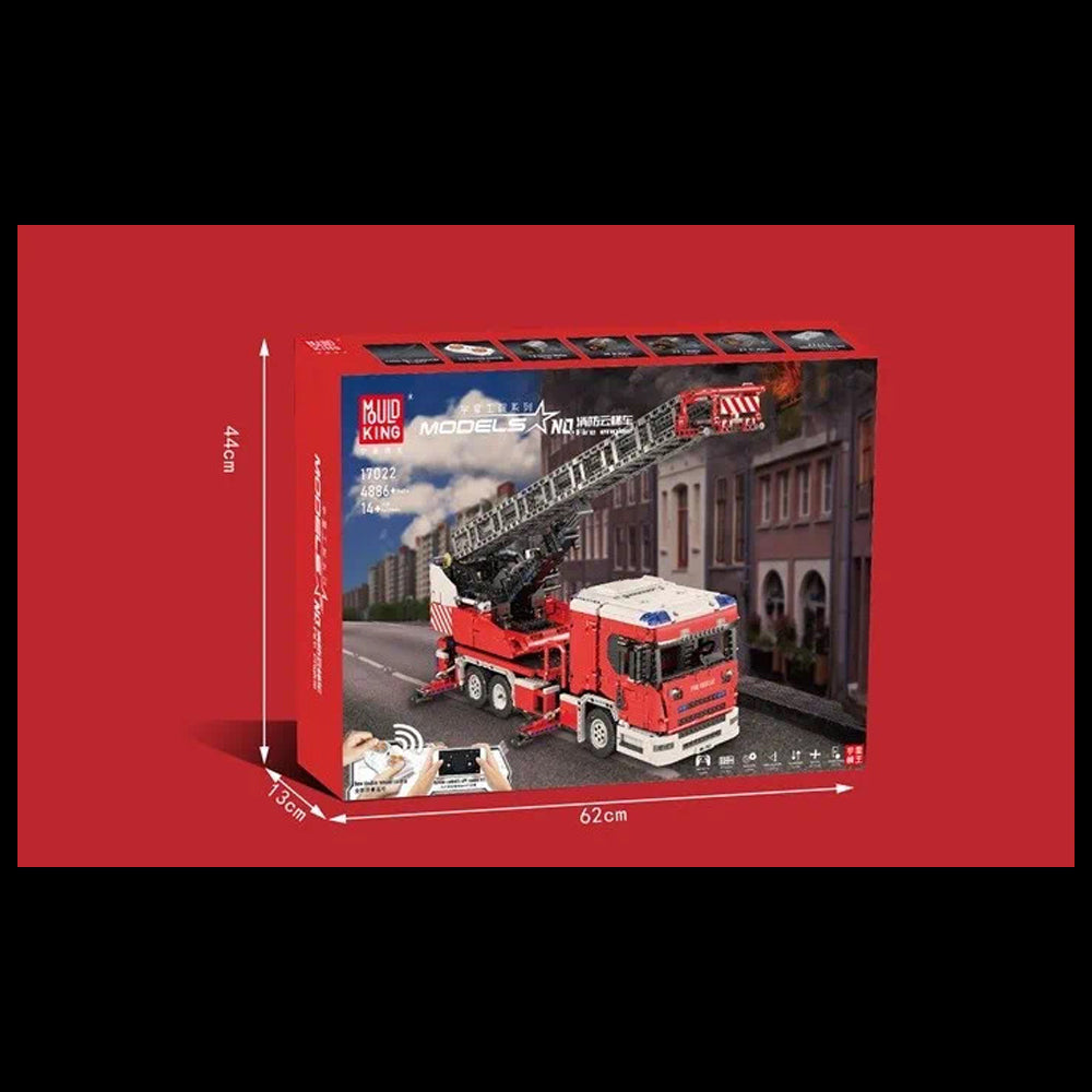 Technik LKW Feuerwehrauto mit Kranarm, 4886 Teile Technik Ferngesteuert Feuerwehr LKW mit 8 Motoren Custom Bausteine Kompatibel mit Lego Technik