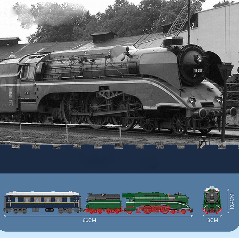 Technik BR18 201 Deutsch Schnellzug Modell, 2348 Teile Technik Dampflokomotive mit Motor und Schienen Bauset Kompatibel mit Lego Technik